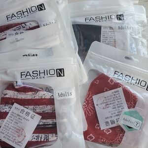 Fashion Mask Set with Red and Black Designs